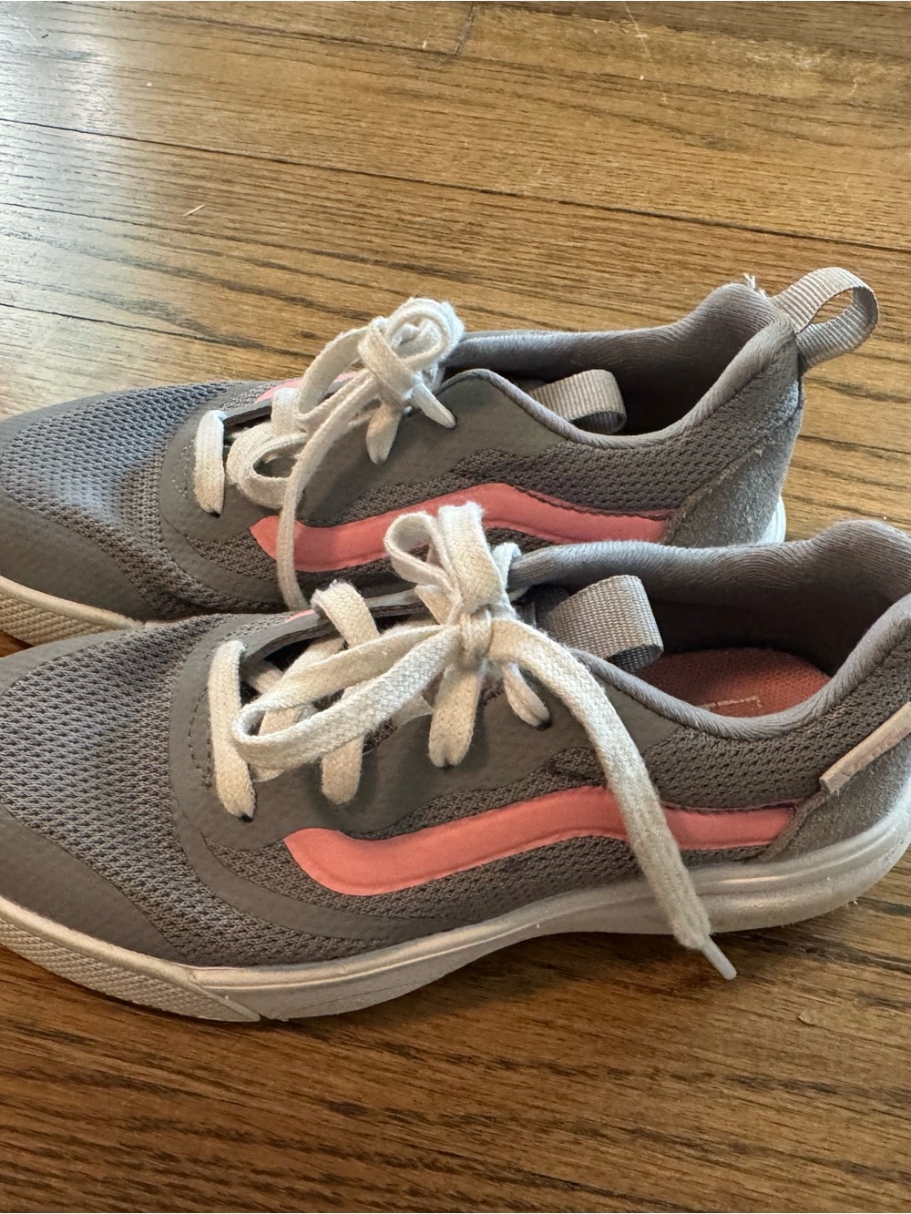Vans Kids Grey with Pink Stripe Sneakers